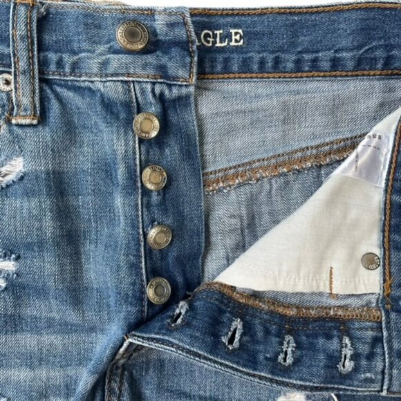 AMERICAN EAGLE Ripped Button Fly Vintage Hi-Rise Festival Jean Shorts - Size 2 - Picture 3 of 10